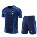Tuta da Track Francia 22/23 Manica Corta Blu Scuro - Pantaloncini