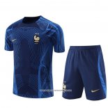 Tuta da Track Francia 22-23 Manica Corta Blu Scuro - Pantaloncini