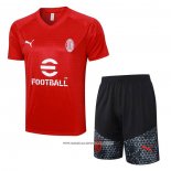 Tuta da Track Milan 2023-24 Manica Corta Rosso - Pantaloncini
