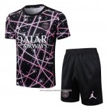 Tuta da Track Paris Saint-Germain Jordan 25/26 Manica Corta Nero - Pantaloncini Rosa