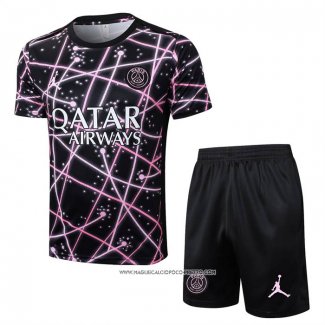 Tuta da Track Paris Saint-Germain Jordan 25/26 Manica Corta Nero - Pantaloncini Rosa