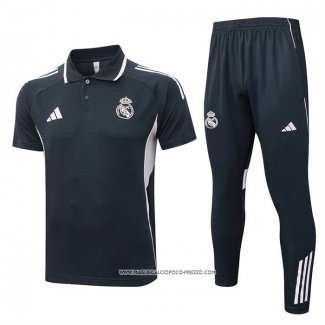 Conjunto Polo Real Madrid 25/26 Grigio Rosa