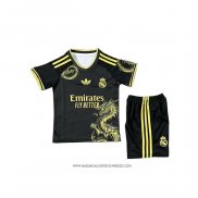 Maglia Real Madrid Dragon 2025 Bambino Nero