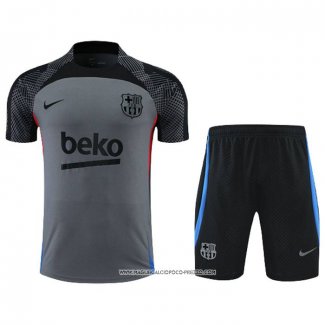 Tuta da Track Barcellona 22-23 Manica Corta Grigio - Pantaloncini
