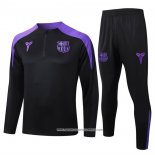 Tuta da Track Felpa Barcellona 25/26 Bambino Nero Purpura