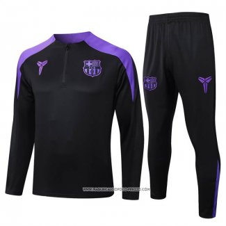 Tuta da Track Felpa Barcellona 25/26 Bambino Nero Purpura