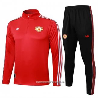 Tuta da Track Felpa Manchester United 25/26 Bambino Rosso