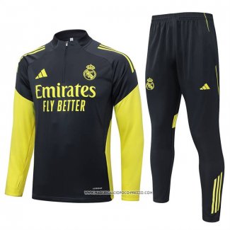 Tuta da Track Felpa Real Madrid 25/26 Nero Giallo