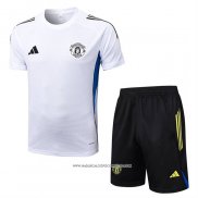 Tuta da Track Manchester United 25/26 Manica Corta Bianco - Pantaloncini