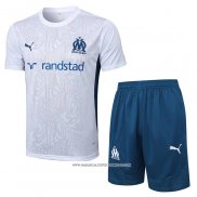 Tuta da Track Olympique Marsiglia Manica Corta Bianco - Pantaloncini 24-25