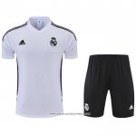 Tuta da Track Real Madrid 22/23 Manica Corta Bianco e Purpura - Pantaloncini