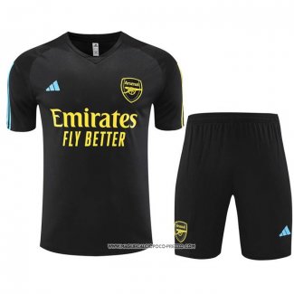 Tuta da Track Arsenal 23-24 Manica Corta Nero - Pantaloncini