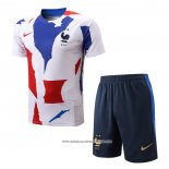 Tuta da Track Francia 22-23 Manica Corta Bianco Rosso Blu - Pantaloncini