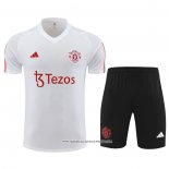 Tuta da Track Manchester United 23/24 Manica Corta Bianco - Pantaloncini