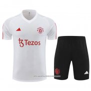 Tuta da Track Manchester United 23-24 Manica Corta Bianco - Pantaloncini