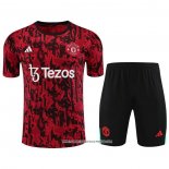 Tuta da Track Manchester United 23/24 Manica Corta Rosso - Pantaloncini