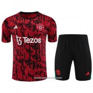Tuta da Track Manchester United 23-24 Manica Corta Rosso - Pantaloncini