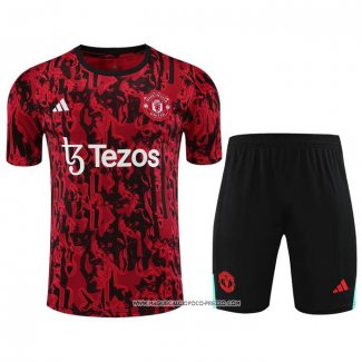 Tuta da Track Manchester United 23-24 Manica Corta Rosso - Pantaloncini