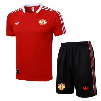 Tuta da Track Manchester United 25-26 Manica Corta Rosso - Pantaloncini