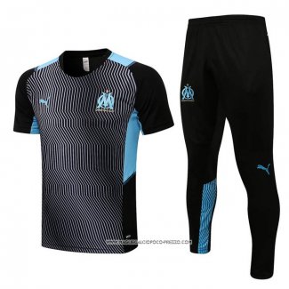 Tuta da Track Olympique Marsiglia 2021-22 Manica Corta Nero