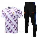 Tuta da Track Real Madrid 22-23 Manica Corta Bianco e Purpura