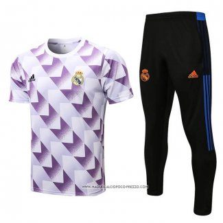 Tuta da Track Real Madrid 22-23 Manica Corta Bianco e Purpura