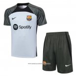 Tuta da Track Barcellona 2023-24 Manica Corta Grigio - Pantaloncini