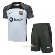 Tuta da Track Barcellona 2023-24 Manica Corta Grigio - Pantaloncini