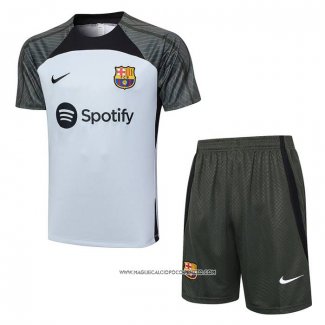 Tuta da Track Barcellona 2023-24 Manica Corta Grigio - Pantaloncini