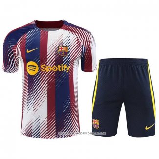 Tuta da Track Barcellona 2023 Manica Corta Blu e Rosso - Pantaloncini
