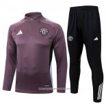 Tuta da Track Felpa Manchester United 25/26 Bambino Purpura