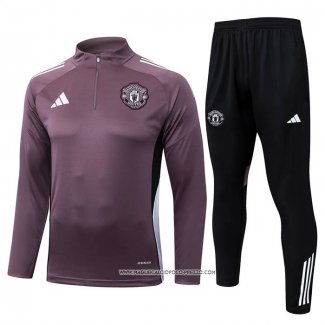 Tuta da Track Felpa Manchester United 25/26 Bambino Purpura