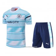 Tuta da Track Manchester City 2022 Manica Corta Blu - Pantaloncini