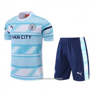 Tuta da Track Manchester City 2022 Manica Corta Blu - Pantaloncini