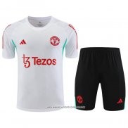 Tuta da Track Manchester United 2023-2024 Manica Corta Bianco - Pantaloncini