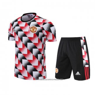 Tuta da Track Manchester United 22-23 Manica Corta Nero e Rosso - Pantaloncini