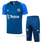 Tuta da Track Manchester United 23/24 Manica Corta Blu - Pantaloncini