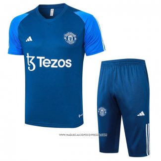 Tuta da Track Manchester United 23-24 Manica Corta Blu - Pantaloncini