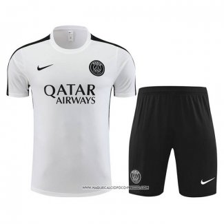 Tuta da Track Paris Saint-Germain 23-24 Manica Corta Bianco - Pantaloncini