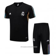 Tuta da Track Real Madrid 2023-24 Manica Corta Nero - Pantaloncini
