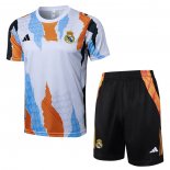 Tuta da Track Real Madrid Manica Corta Giallo - Pantaloncini 24-25 Bianco y