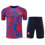 Tuta da Track Barcellona 22-23 Manica Corta Rosso e Blu - Pantaloncini