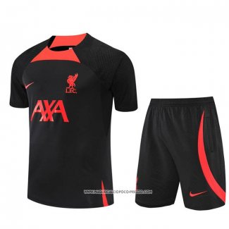 Tuta da Track Liverpool 2022-2023 Manica Corta Nero - Pantaloncini