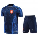 Tuta da Track Paesi Bassi 2022-23 Manica Corta Blu - Pantaloncini