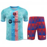 Tuta da Track Barcellona 2023-24 Manica Corta Blu - Pantaloncini