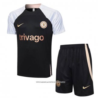 Tuta da Track Chelsea 23-24 Manica Corta Nero - Pantaloncini