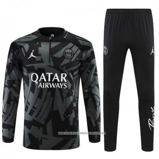 Tuta da Track Felpa Paris Saint-Germain Jordan 22-23 Nero e Grigio