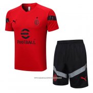 Tuta da Track Milan 2022-23 Manica Corta Rosso - Pantaloncini