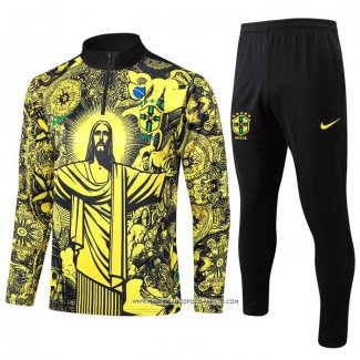 Tuta da Track Felpa Brasile Giallo Jesus 24-25