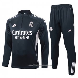 Tuta da Track Felpa Real Madrid 25/26 Bambino Grigio Scuro